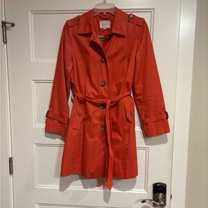 LOFT Women's Vibrant Red Trench Coat